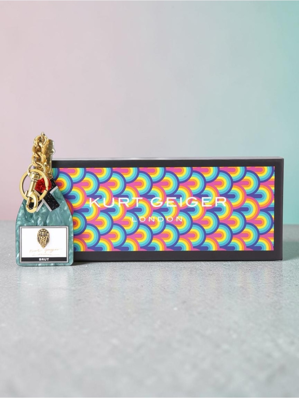 NIB Kurt Geiger London Champagne Bottle Keyring